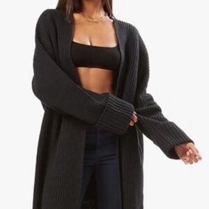 WeWoreWhat Black Ribbed Cardigan